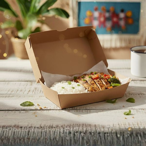 Dinner Box Brown Corrugated Plain (17.8x16x8cm)