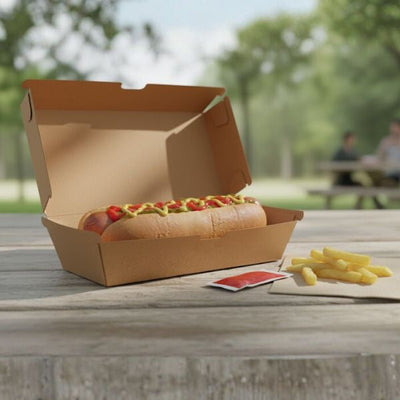 Hot Dog Box Brown Corrugated Plain (20.8x7x7.5cm)