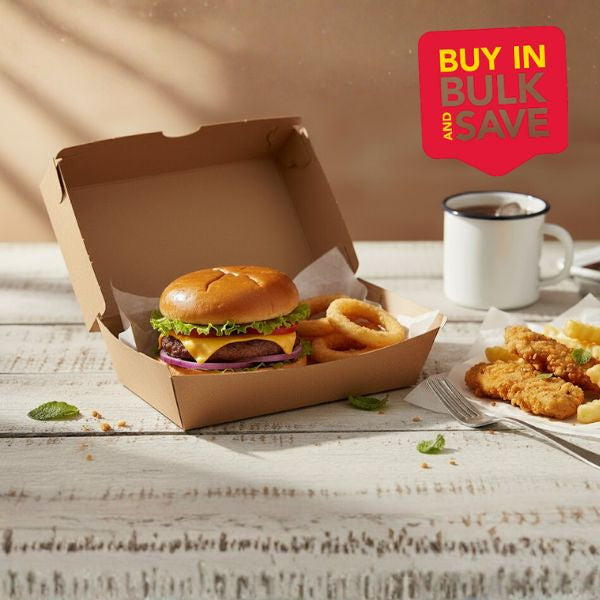 BULK 150pk High Snack Box Large Brown Corrugated Plain (20.5x10.6x9.5cm)