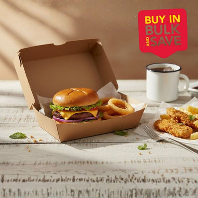 BULK 150pk High Snack Box Large Brown Corrugated Plain (20.5x10.6x9.5cm)