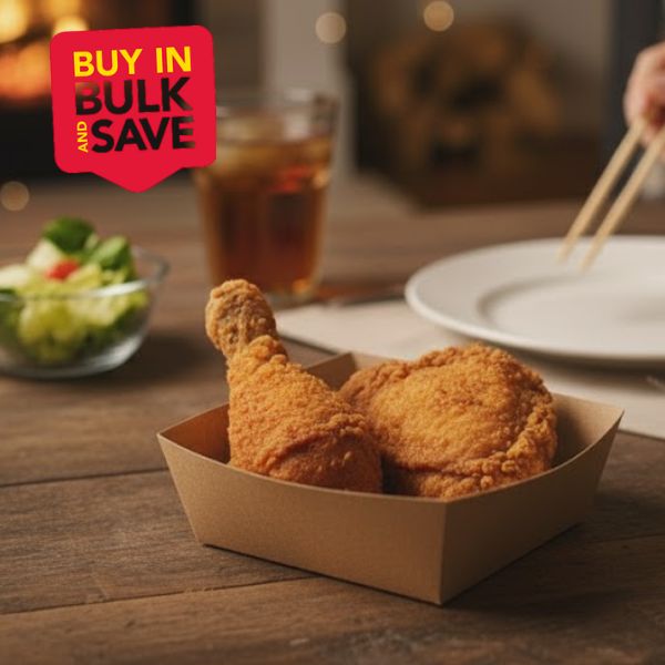 BULK 500pk Tray Small Brown Corrugated Plain (13x9x5cm)