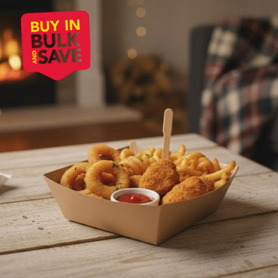 BULK 250pk Tray Square Brown Corrugated Plain (17.8x17.8x4.5cm)