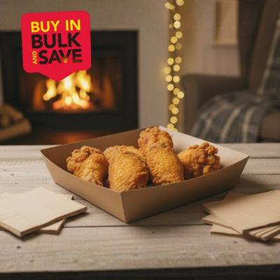 BULK 250pk Tray Medium Brown Corrugated Plain (18x13.5x4.5cm)