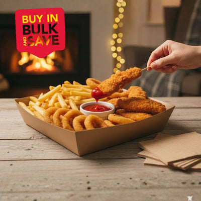 BULK 250pk Tray Large Brown Corrugated Plain (15.2x22.5x4.5cm)