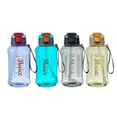 Premium 2L Assorted Plastic Sports Water Bottle with Straw (colour selected at random)