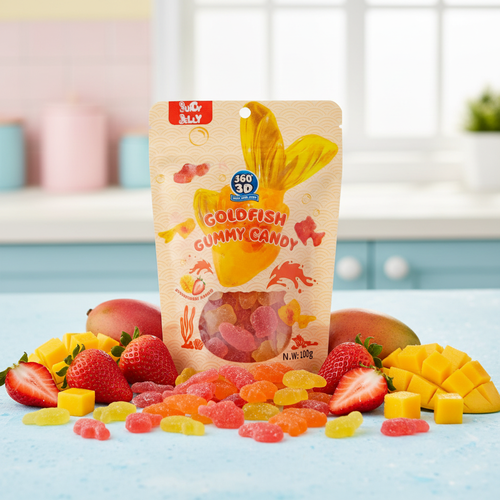 Juicy Jelly 3D goldfish gummy candy 100g