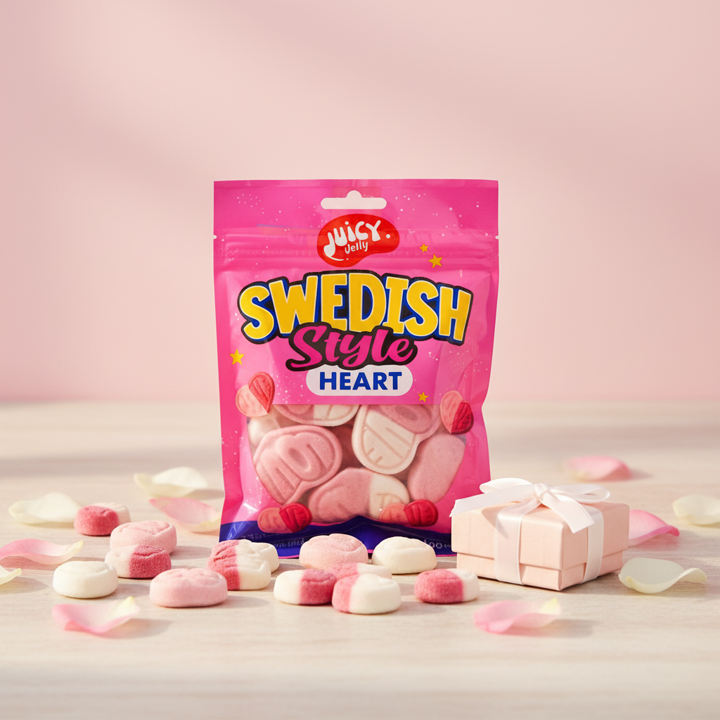 Juicy Jelly Swedish Vanilla & Strawberry Heart 100g