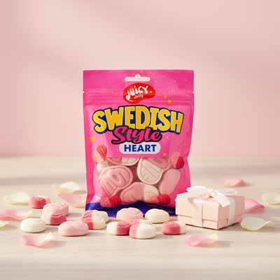 Juicy Jelly Swedish Vanilla & Strawberry Heart 100g