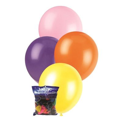 100pk Assorted Standard Latex Balloons 30cm
