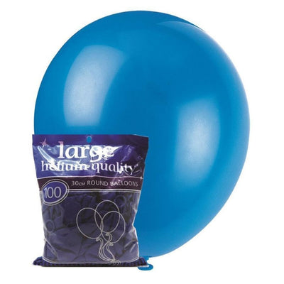 100pk Royal Blue Standard Latex Balloons 30cm