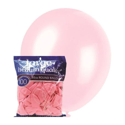 100pk Baby Pink Standard Latex Balloons 30cm