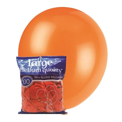 100pk Orange Standard Latex Balloons 30cm
