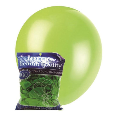 100pk Lime Green Standard Latex Balloons 30cm