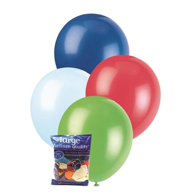 25pk Assorted Standard Latex Balloons 30cm
