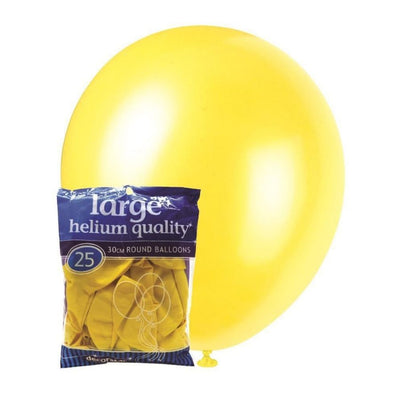 25pk Yellow Standard Latex Balloons 30cm