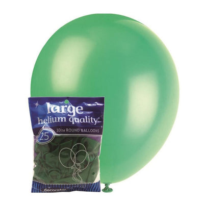 25pk Green Standard Latex Balloons 30cm