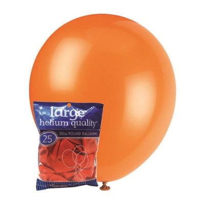 25pk Orange Standard Latex Balloons 30cm