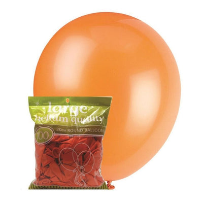 100pk Orange Metallic Latex Balloons 30cm