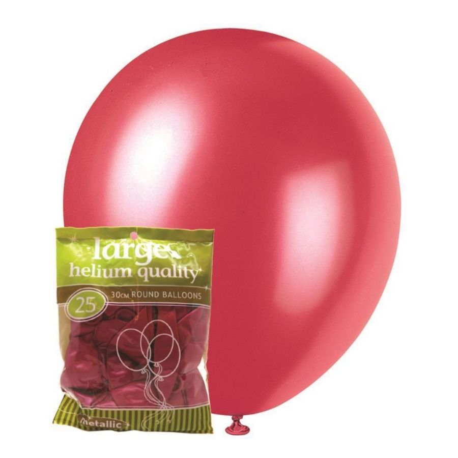 25pk Pink Metallic Latex Balloons 30cm