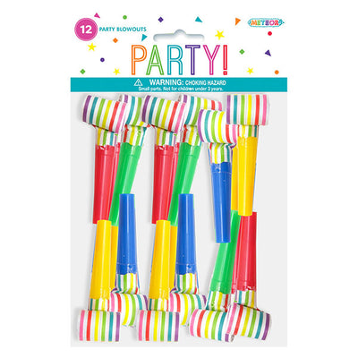 Assorted Colours Party Blowouts 12pk