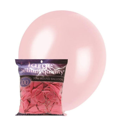 100pk Pink Pearl Latex Balloons 30cm