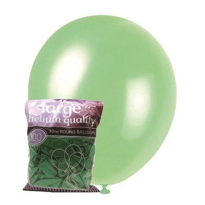 100pk Green Pearl Latex Balloons 30cm