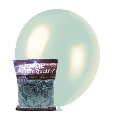 100pk Blue Pearl Latex Balloons 30cm