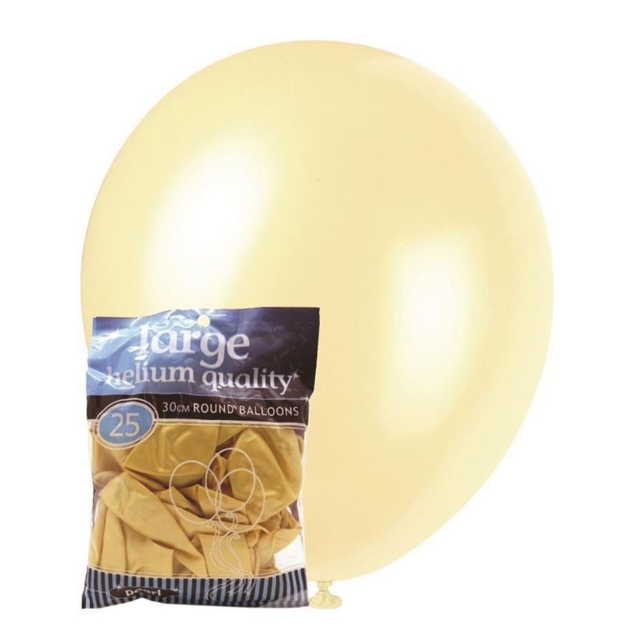 25pk Cream Pearl Latex Balloons 30cm