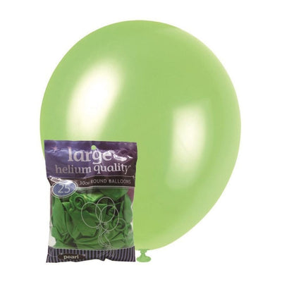 25pk Lime Green Pearl Latex Balloons 30cm