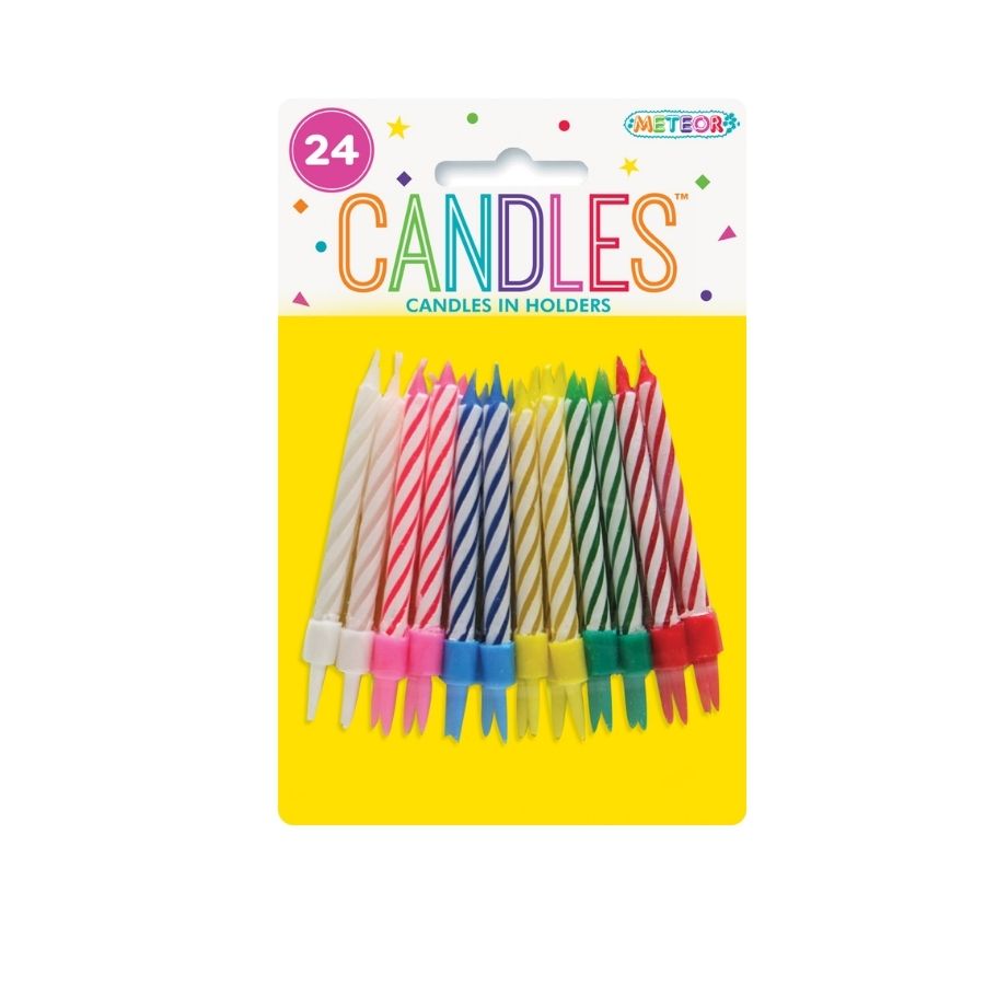 24pk Birthday Candles In Holders