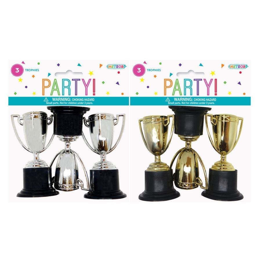 Silver &amp; Gold Trophies 3pk