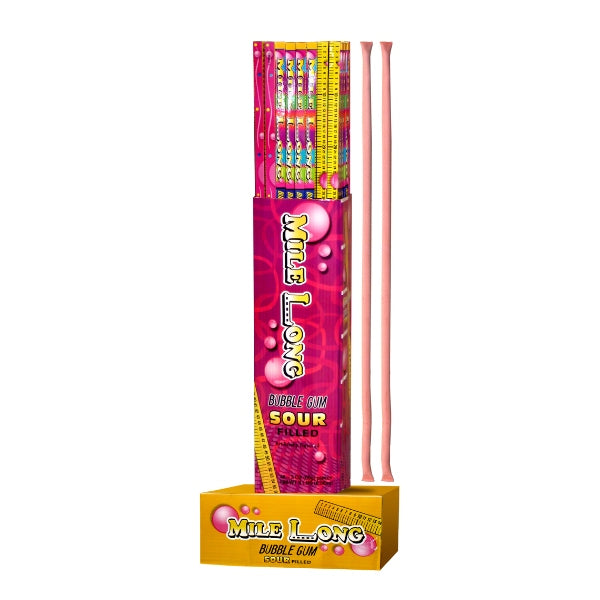 48pk Mile Long Sour Filled Bubble Gum 85g