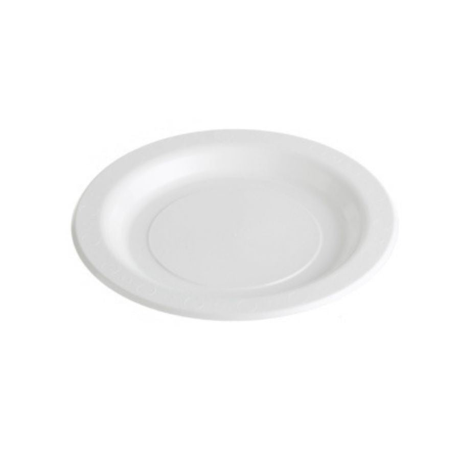 50pk White Heavy Duty Reusable Plastic Luncheon Plates 180mm