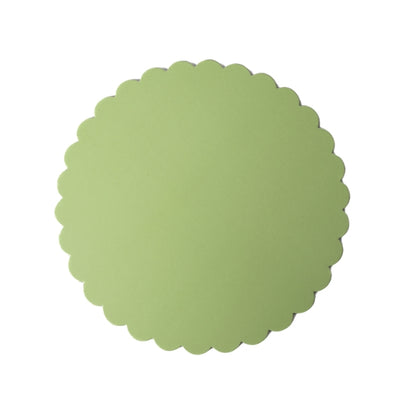 10in Round Scalloped Compressed Cake Board - Pastel Green