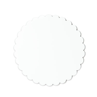10in Round Scalloped Compressed Cake Board - White