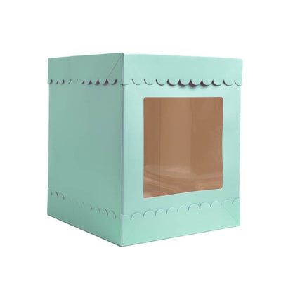 Pastel Blue 10in Scalloped Cake Box With Window (10x10x12in)