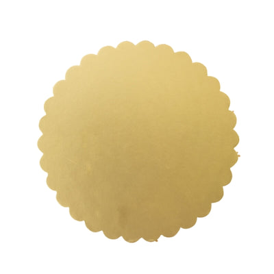 10in Round Scalloped Compressed Cake Board - Gold