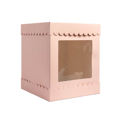 Pastel Pink 10in Scalloped Cake Box With Window (10x10x12in)