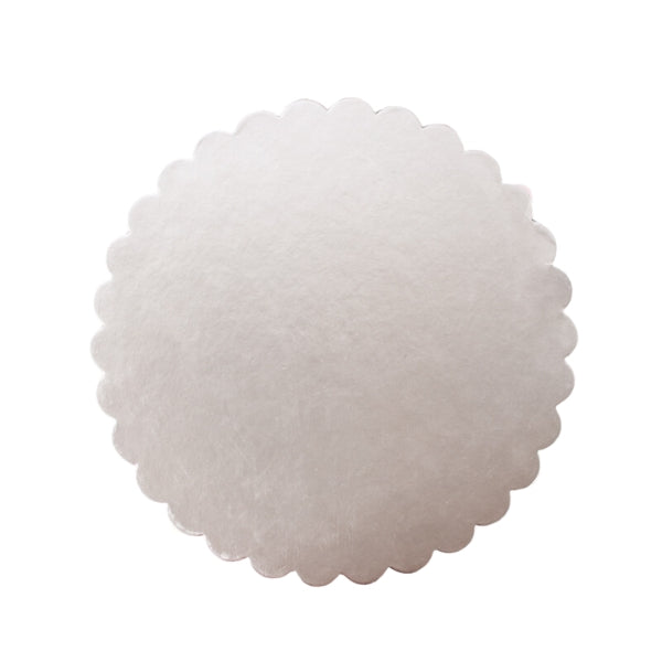 10in Round Scalloped Compressed Cake Board - Silver – I Love This Shop