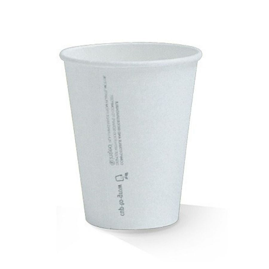 50pk 12oz PLA Coated Single Wall Plain White Cup (90x58x110mm)