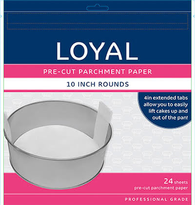 24pk Loyal Pre-Cut 10in Round Parchment Liners with Tabs (250mm)