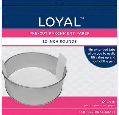 24pk Loyal Pre-Cut 12in Round Parchment Liners with Tabs (300mm)