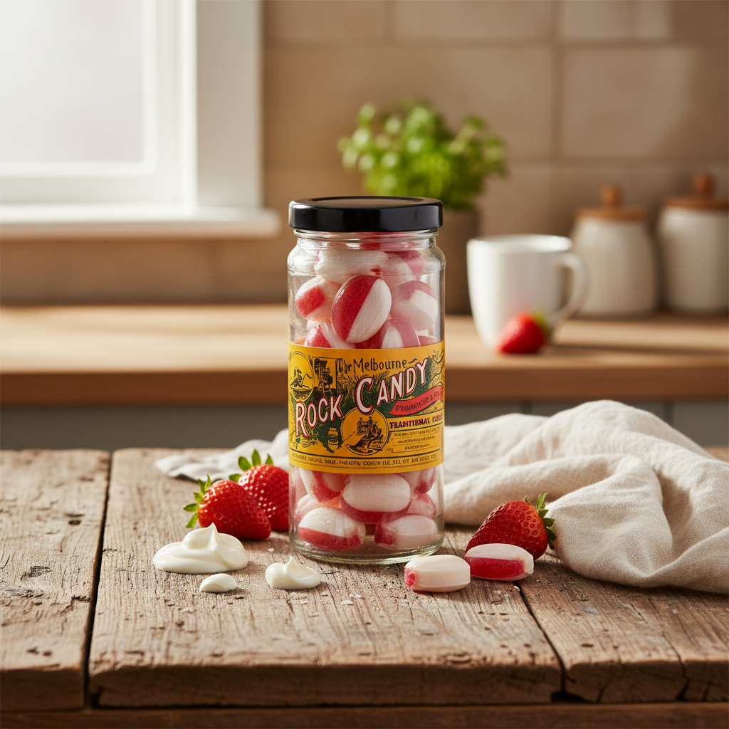 Melbourne Rock Candy Strawberries & Cream 170g