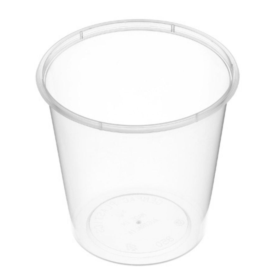 50pk 850ml Round Reusable Plastic Containers (NO LIDS)