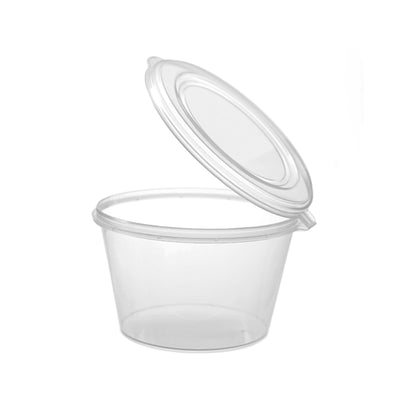 50pk 100cc Plastic Sauce Containers with Hinged Lid