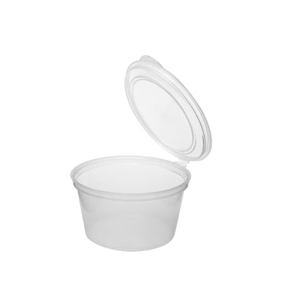 50pk 50cc Plastic Sauce Containers with Hinged Lid