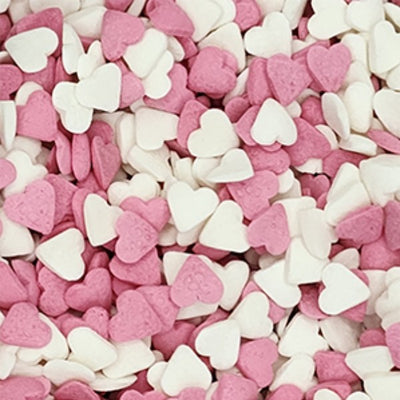 Pink White Hearts Sprinkle Mix 100g