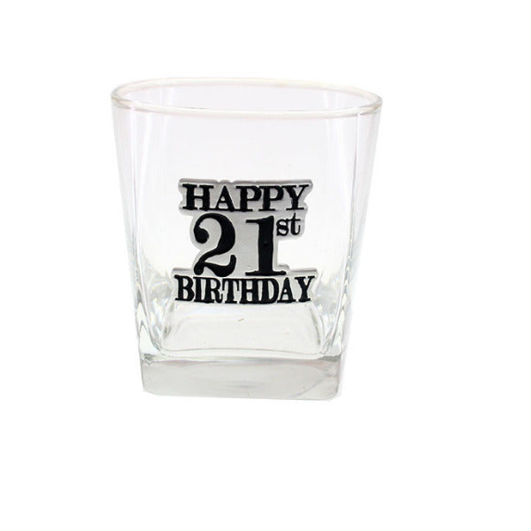 21st Birthday Badge Scotch Glass