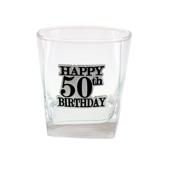 50th Birthday Badge Scotch Glass – I Love This Shop