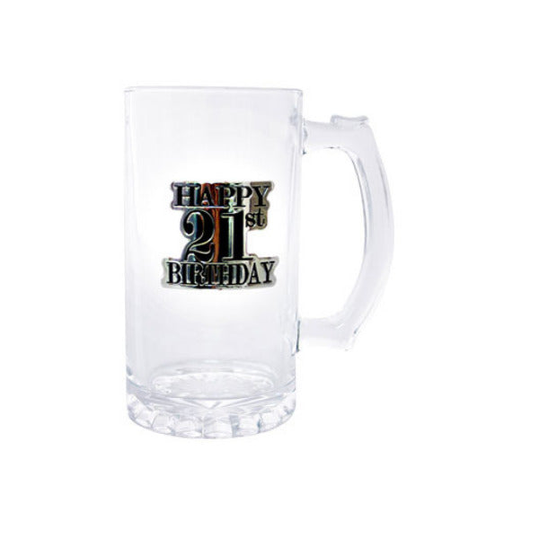 21st Birthday Badged Beer Mug